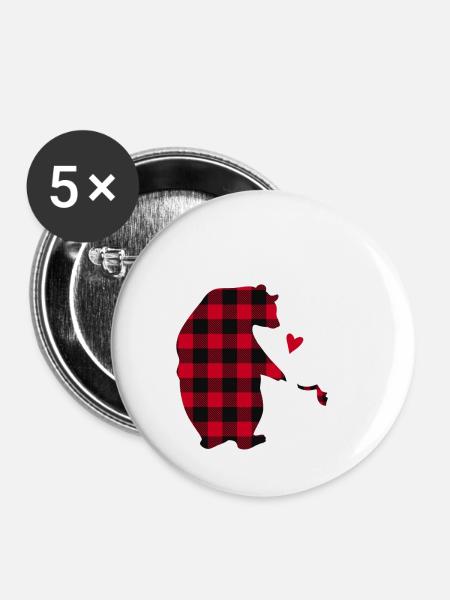 Mama Bear - Buttons klein 25 mm (5er Pack) - Weiß