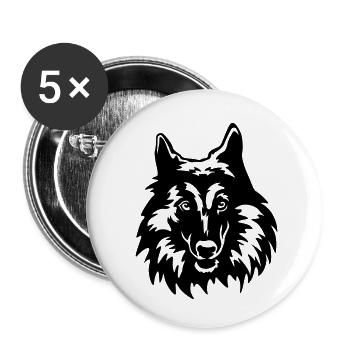 Tête de Tervueren - Lot de 5 petits badges (25 mm) - blanc - Devant
