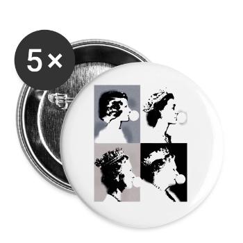 Queen II -Elizabeth England Queen,Kaugummi,pop-art - Buttons klein 25 mm (5er Pack) - Weiß - Vorne