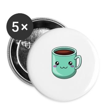 funny "Coffee makes my day better" coffee design - Buttons small 1''/25 mm (5-pack) - white - Front