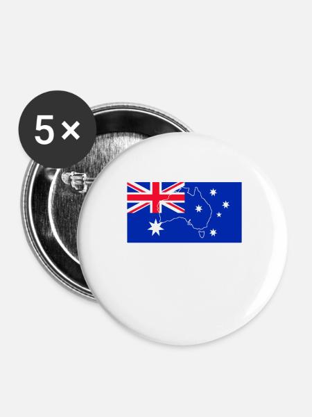 Australien Flagge - Buttons klein 25 mm (5er Pack) - Weiß