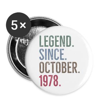 Legend Since October 1978 - Buttons small 1''/25 mm (5-pack) - white - Front