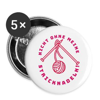 tricoter - Lot de 5 petits badges (25 mm) - blanc - Devant