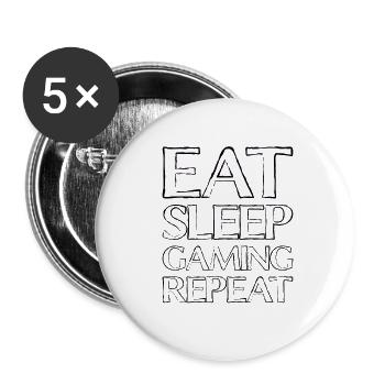Manger du sommeil Jeu - Lot de 5 petits badges (25 mm) - blanc - Devant