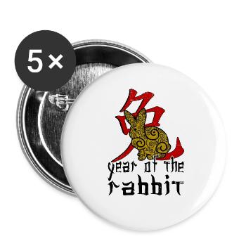Chinesisches Hase Schriftzeichen Neujahr - Buttons klein 25 mm (5er Pack) - Weiß - Vorne