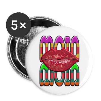 Moin Moin avec la bouche qui embrasse pour le petit déjeuner - Lot de 5 petits badges (25 mm) - blanc - Devant