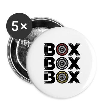 Box Box Box Grand Prix Reifenmischung V2 Design - Buttons klein 25 mm (5er Pack) - Weiß - Vorne