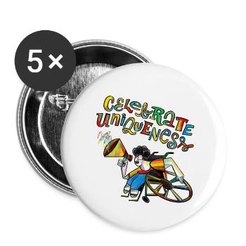 Behinderung - Buttons klein 25 mm (5er Pack) - Weiß - Vorne