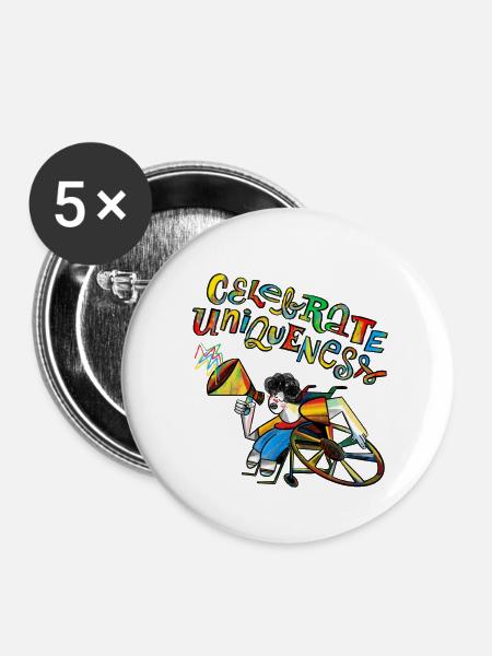 Behinderung - Buttons klein 25 mm (5er Pack) - Weiß
