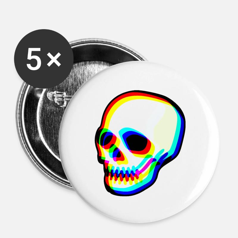 Modern Neon Skull Illustration - Buttons small 1''/25 mm (5-pack) - white