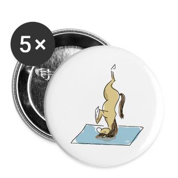 Yoga Pony - Headstand - Lot de 5 petits badges (25 mm) - blanc - Devant