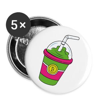 Bitcoin Ethereum Kryptowährungen Shake - Buttons klein 25 mm (5er Pack) - Weiß - Vorne