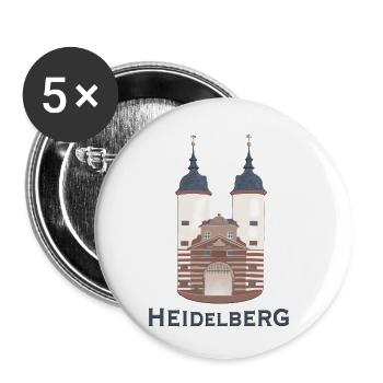 Heidelberg, Wahrzeichen Brückenturm - Buttons klein 25 mm (5er Pack) - Weiß - Vorne