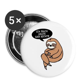 Faul Tier Statement Faultier Relax Schlafen Zoo - Buttons klein 25 mm (5er Pack) - Weiß - Vorne