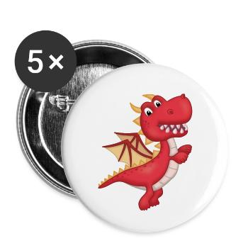 Cleverer kleiner roter Drache - Buttons klein 25 mm (5er Pack) - Weiß - Vorne