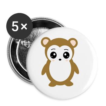 brown bear bear face eye cute - Buttons small 1''/25 mm (5-pack) - white - Front