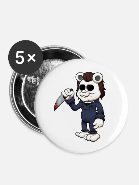 Teddybär Killer - Buttons klein 25 mm (5er Pack) - Weiß