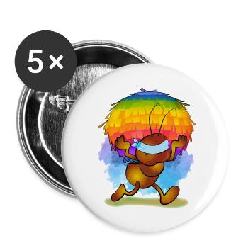 Braune Ameise mit einer Piñata - Buttons klein 25 mm (5er Pack) - Weiß - Vorne