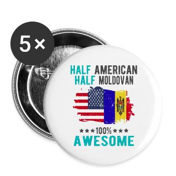 Halb Amerikaner Halb Moldawier - Buttons klein 25 mm (5er Pack) - Weiß - Vorne