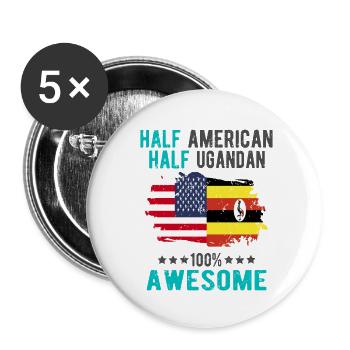 Half American Half Ugandan - Buttons small 1''/25 mm (5-pack) - white - Front