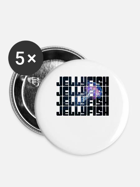 Qualle - Buttons klein 25 mm (5er Pack) - Weiß