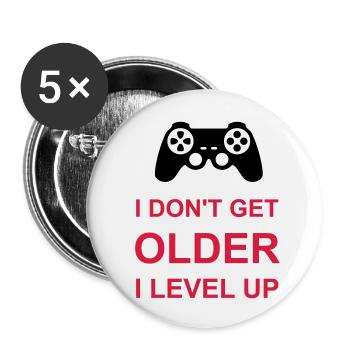 get older level up - Buttons small 1''/25 mm (5-pack) - white - Front