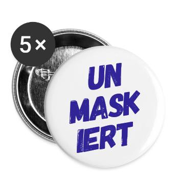 UN MASK IERT - Unmaskiert - Demaskiert. NEUER HIT! - Buttons klein 25 mm (5er Pack) - Weiß - Vorne