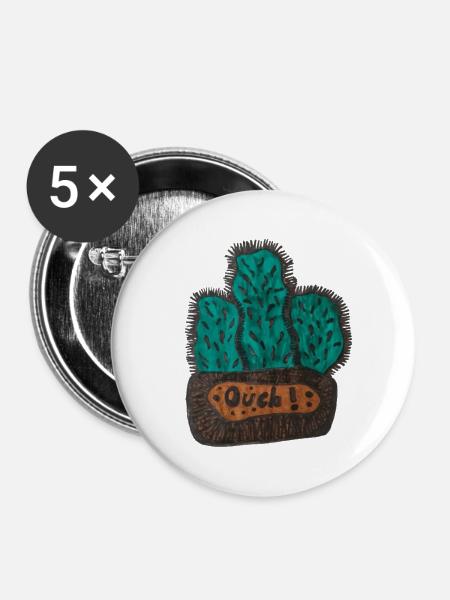 Kaktus - Buttons klein 25 mm (5er Pack) - Weiß