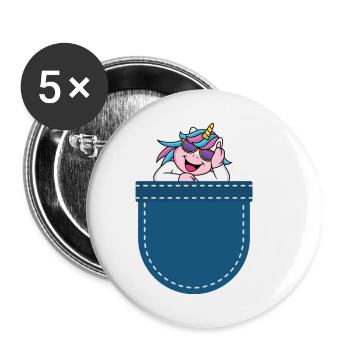 Fantasy Animal Cadeau Chest Poche Licorne - Lot de 5 petits badges (25 mm) - blanc - Devant