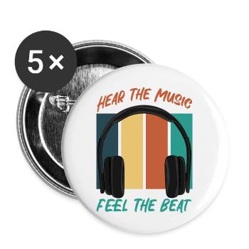 Hear The Music - Buttons small 1''/25 mm (5-pack) - white - Front