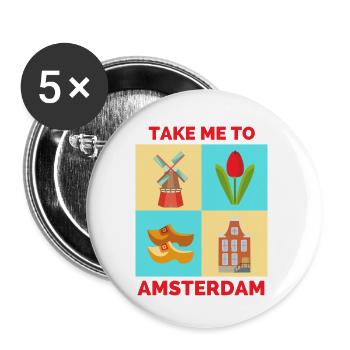 EMMÈNE-MOI À AMSTERDAM - Lot de 5 petits badges (25 mm) - blanc - Devant