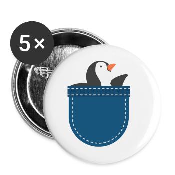 Animal Lovers Zoo Animal Gift Chest Bag Penguin - Lot de 5 petits badges (25 mm) - blanc - Devant