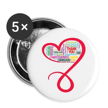 DANKE, THANK YOU, MERCI, GRAZIE, personalisierbar - Buttons klein 25 mm (5er Pack) - Weiß - Vorne