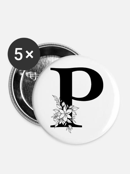 Buchstabe P - Buttons klein 25 mm (5er Pack) - Weiß