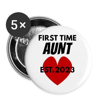 Tante zum ersten Mal - Tante 2023 - Buttons klein 25 mm (5er Pack) - Weiß - Vorne
