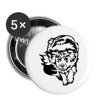 Australian Shepherd - Buttons klein 25 mm (5er Pack) - Weiß - Vorne