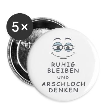 Arschloch denken - Buttons klein 25 mm (5er Pack) - Weiß - Vorne