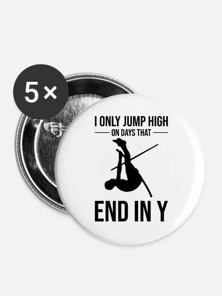 Lustiger Stabhochsprung Stabhochsprung - Buttons klein 25 mm (5er Pack) - Weiß