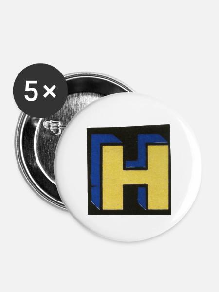 Buchstabe H - Buttons klein 25 mm (5er Pack) - Weiß