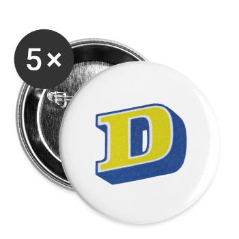 Buchstabe D Typografie - Buttons klein 25 mm (5er Pack) - Weiß - Vorne
