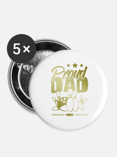 Bowling Dad - Buttons klein 25 mm (5er Pack) - Weiß