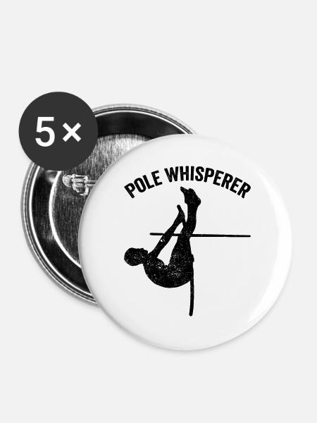 Lustiger Stabhochsprung Stabhochsprung - Buttons klein 25 mm (5er Pack) - Weiß