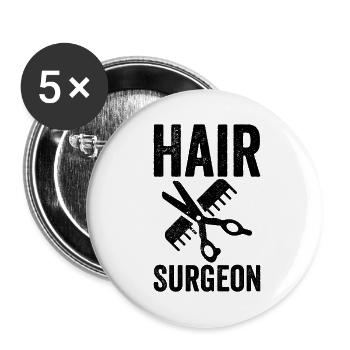 Coiffeur Coiffeur Coiffeur - Lot de 5 petits badges (25 mm) - blanc - Devant