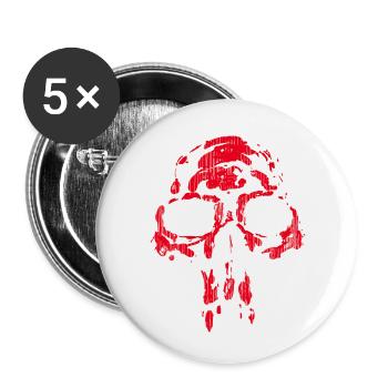 Skull - Neanderthal RED - Buttons small 1''/25 mm (5-pack) - white - Front