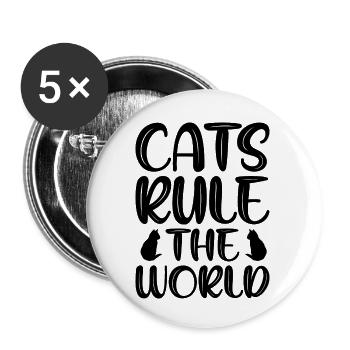 Cats Rule the world - Lot de 5 petits badges (25 mm) - blanc - Devant