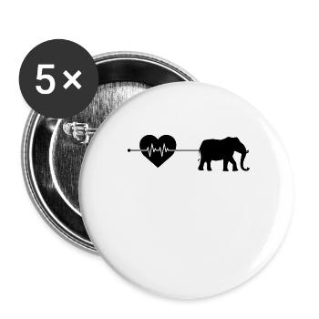 Elefant Herzschlag - Buttons klein 25 mm (5er Pack) - Weiß - Vorne