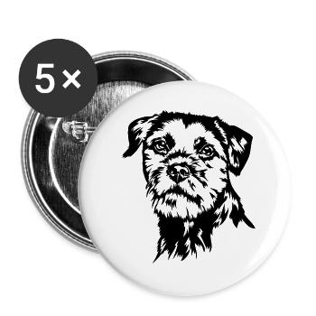 BORDER TERRIER Chien Portrait Chien Chiens Wilsigns - Lot de 5 petits badges (25 mm) - blanc - Devant