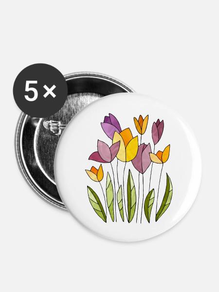 Blumen - Buttons klein 25 mm (5er Pack) - Weiß