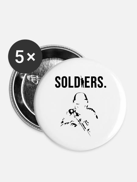 soladat black - Buttons klein 25 mm (5er Pack) - Weiß
