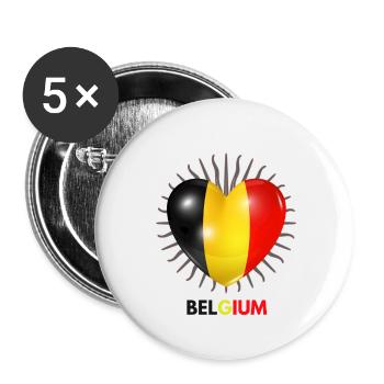 Cool fan articles suitable for the World Cup for Belgium - Buttons small 1''/25 mm (5-pack) - white - Front